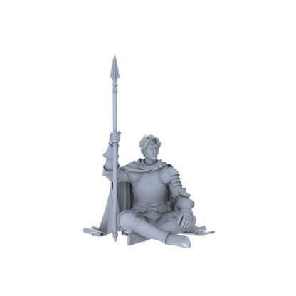 MRY-SFW LYGR048 Medieval knight, resting pose, historical theme, magic theme, wargame, resin white model, fantasy theme, wargaming miniature, scene character, figure, hand-painted S Scale