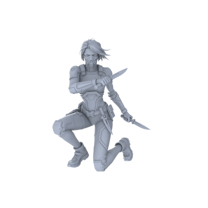 MRY-SFW LYGR063 Shadow Squad Standby State2 Military Theme Wargame Resin White Model Game Theme Sci-Fi Theme Wargame Miniature Soldiers Scene Characters Figure Hand-Painted