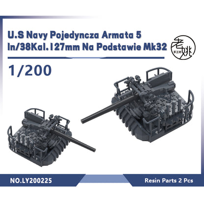 Yao's Studio LY225 1/700(350,200,144) Model Upgrade Parts US Navy Pojedyncza Armata 5 In/38Kal.127mm Na Podstawie Mk32