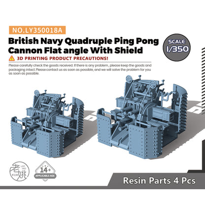 Yao's Studio LY018A 1/700(350,200,144) Model Upgrade Parts British Navy 2pdr Pompom Gun Flat angle With Shield