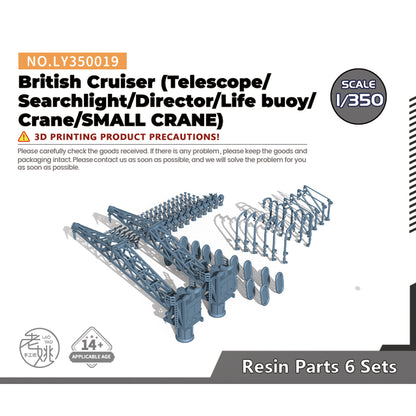 Yao's Studio LY019 1/700(350,200,144) Model Upgrade Parts For British Cruiser (Telescope/Searchlight/Director/Life buoy/Crane/SMALL CRANE)