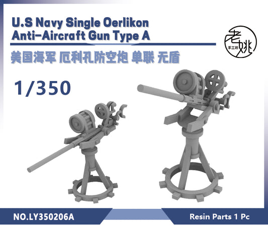 Yao's Studio LY206A 1/700(350,200,144) Model Upgrade Parts U.S Navy Single Oerlikon Anti-Aircraft Gun Type A