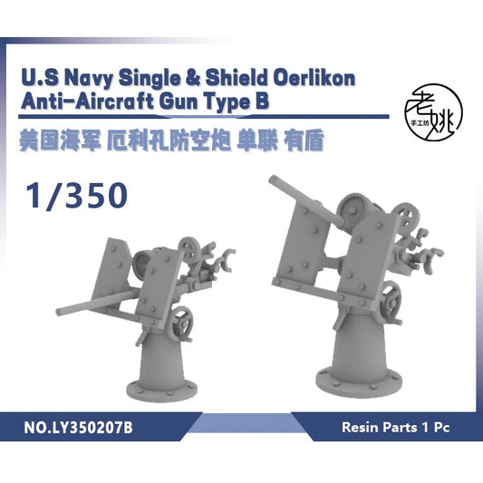 Yao's Studio LY207B 1/700(350,200,144) Model Upgrade Parts U.S Navy Single & Shield Oerlikon Anti-Aircraft Gun Type B