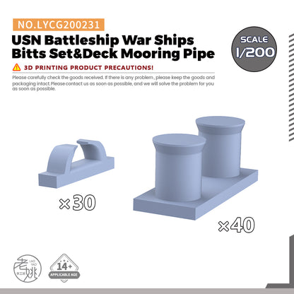 Yao's Studio LYCG231 Model Upgrade Parts USN Battleship War Ships Bitts Set&Deck Mooring Pipe