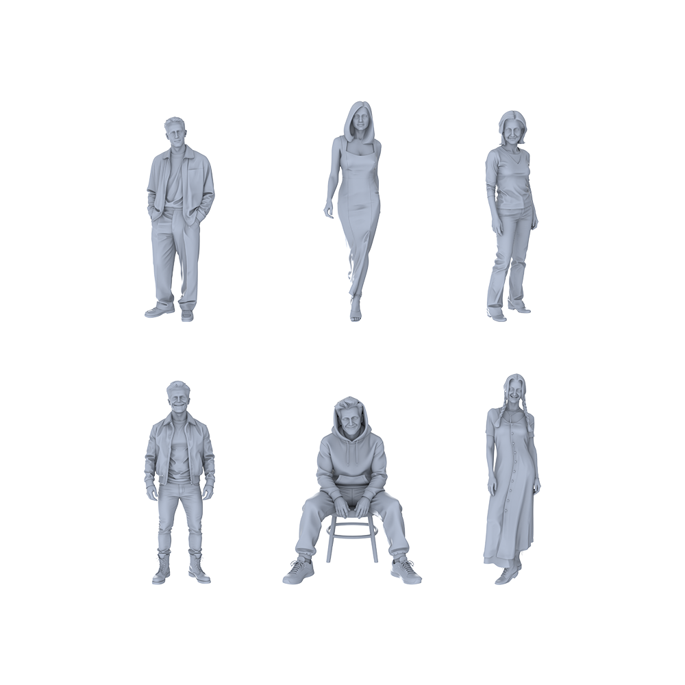 Yao's Studio LYTR123 Modern Urban Youth Daily Leisure Scene Resin Miniature Model 6-Figure Set - Casual Youth Figures Unpainted DIY Model Painting Urban Scene Decor 1set