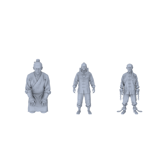 Yao's Studio LYTR126  3D - printed Models of Traditional Prisoner - themed Figures (Sitting, Standing, Chained Styles) 1set