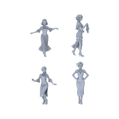 Yao's Studio LYTR128  S Scale Republic of China Style Female Miniature Set Retro Dancer & Qipao Figurines for Sand Table Scenes 1set
