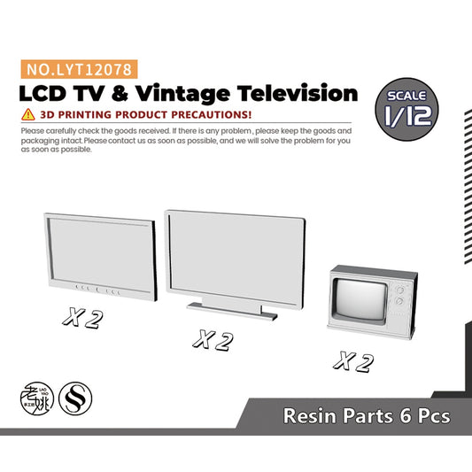 Yao's Studio LYT078  Miniature Factory Building Military Car Railroad Track Accessory Props Diorama Scenery Miniature Modern Wall Mounted LCD TV  old-type Television TV