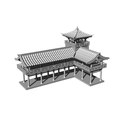 Yao's Studio LYT049 Ancient Chinese Corridor HO/OO/Z/N/TT Railroad Miniature Accessory Display Props