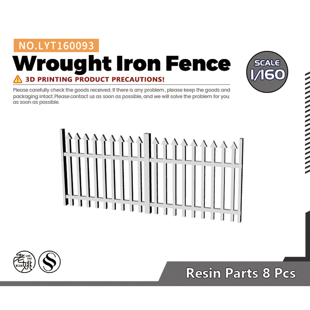 Yao's Studio LYT093 Wrought Iron Fence HO/OO/Z/N/TT Railroad Miniature Accessory Display Props