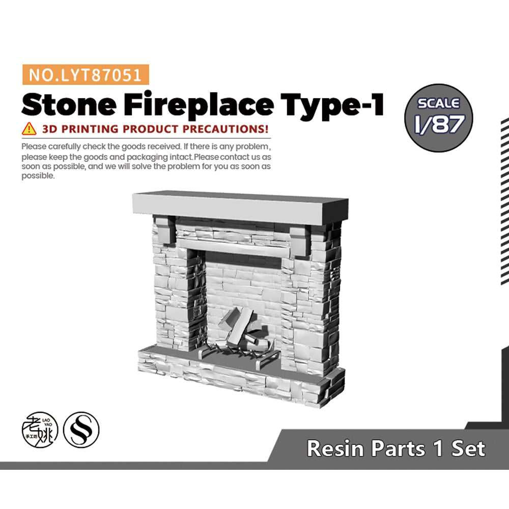 Yao's Studio LYT051 Stone Fireplace Type-1 HO/OO/Z/N/TT Railroad Miniature Accessory Display Props