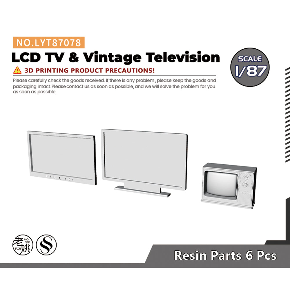 Yao's Studio LYT078 LCD TV&Vintage Television HO/OO/Z/N/TT Railroad Miniature Accessory Display Props