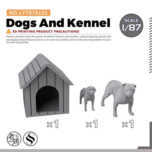 Yao's Studio LYT102 Dogs And Kennel HO/OO/Z/N/TT Railroad Miniature Accessory Display Props