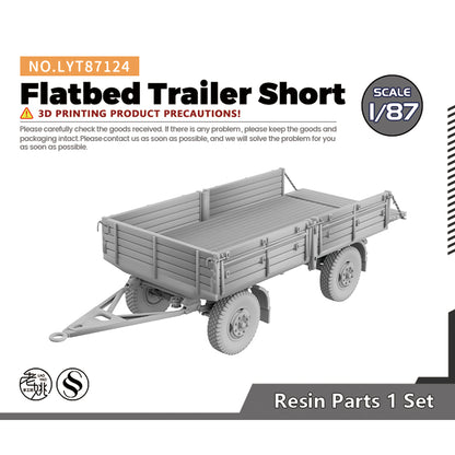 Yao's Studio LYT124 Flatbed Trailer Short HO/OO/Z/N/TT Railroad Warehouse Dock Transportation Miniature Military Car