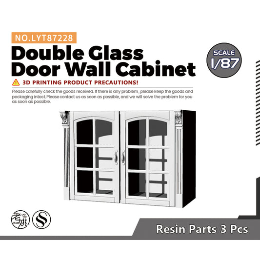 Yao's Studio LYT228 Double Glass Door Wall Cabinet HO/OO/Z/N/TT Railroad Miniature Accessory Display Props