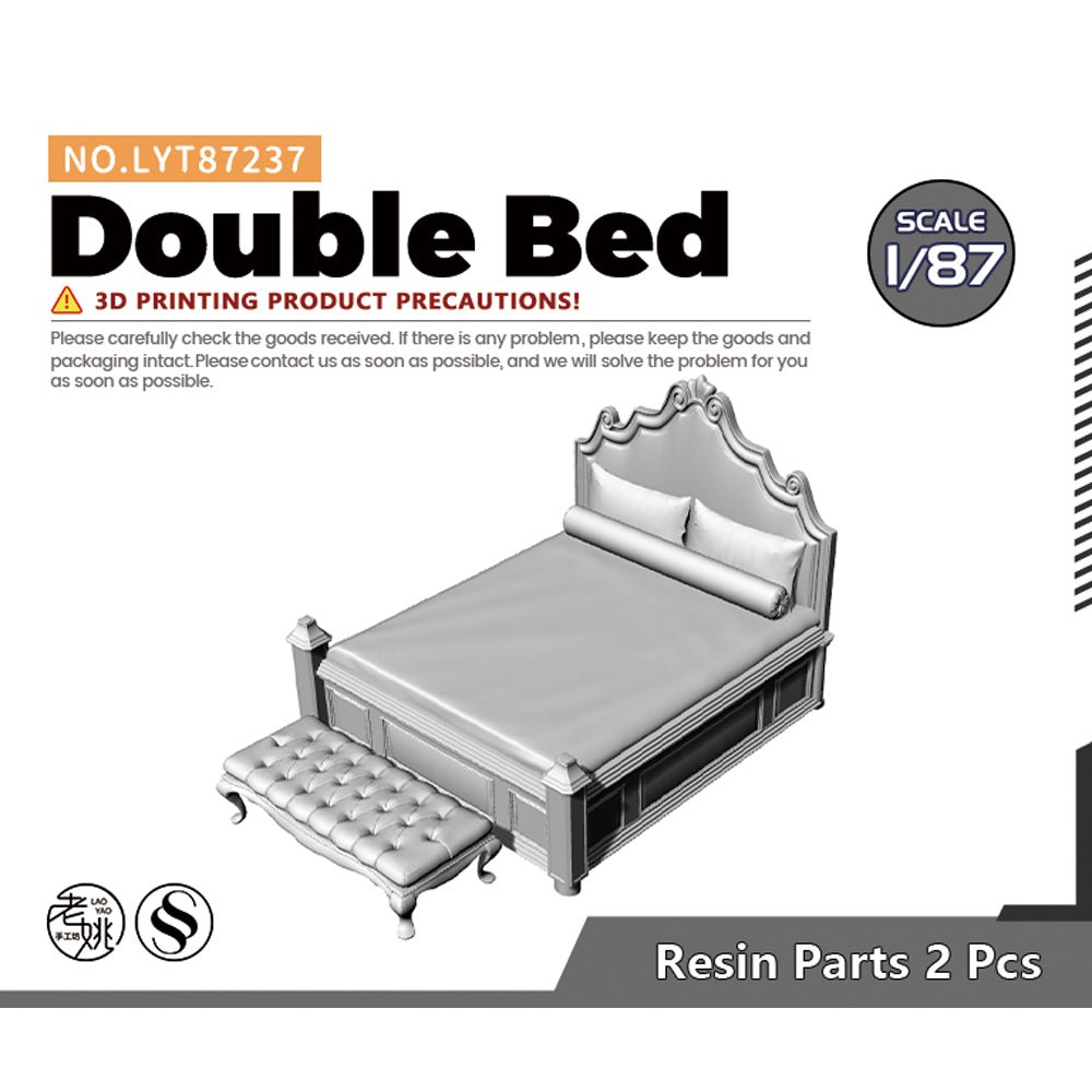 Yao's Studio LYT237 Double Bed HO/OO/Z/N/TT Railroad Miniature Accessory Display Props