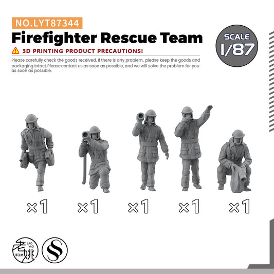 Yao's Studio LYT344 Firefighter Rescue Team HO/OO/Z/N/TT Railroad Miniature Accessory Display Props