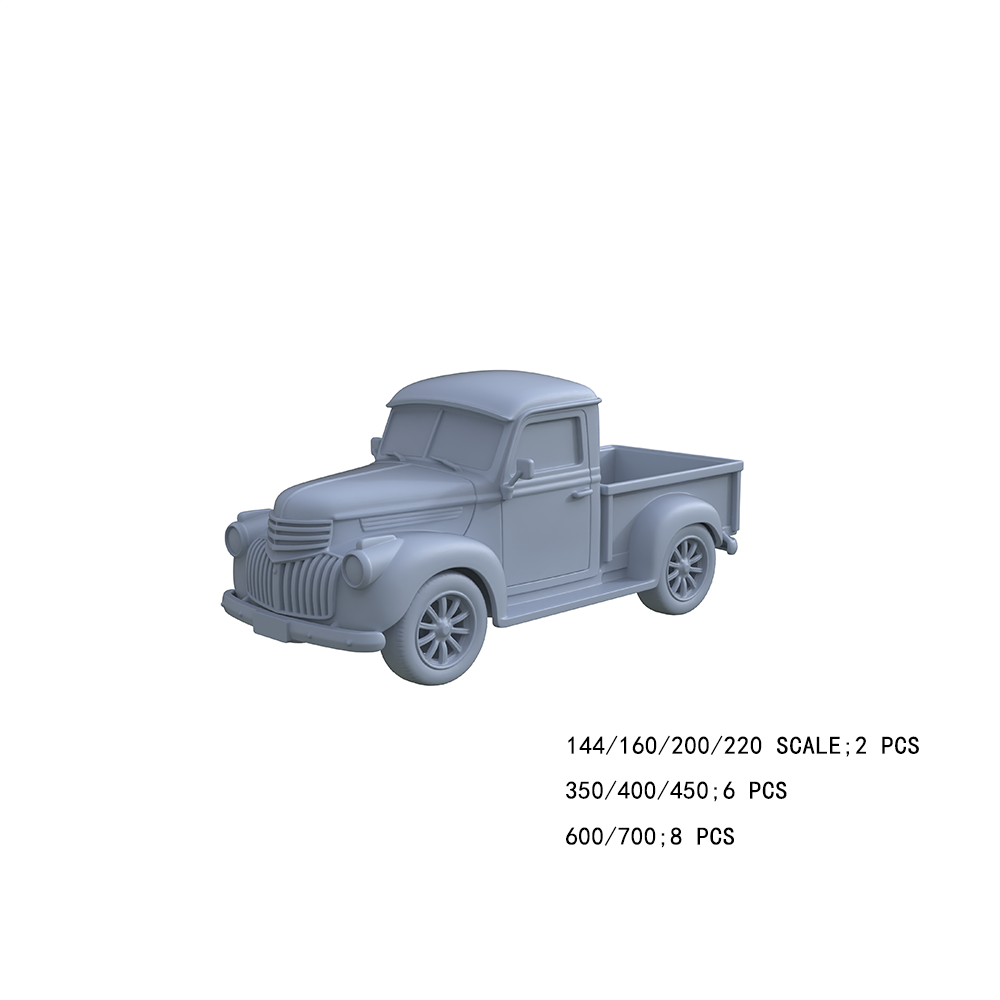 Yao's Studio LYTA008 3D Printed Vintage Classic Pickup Truck Unpainted Model - DIY Paintable Kit | Multi Scale for American Retro Truck Diorama Collectors 2pcs