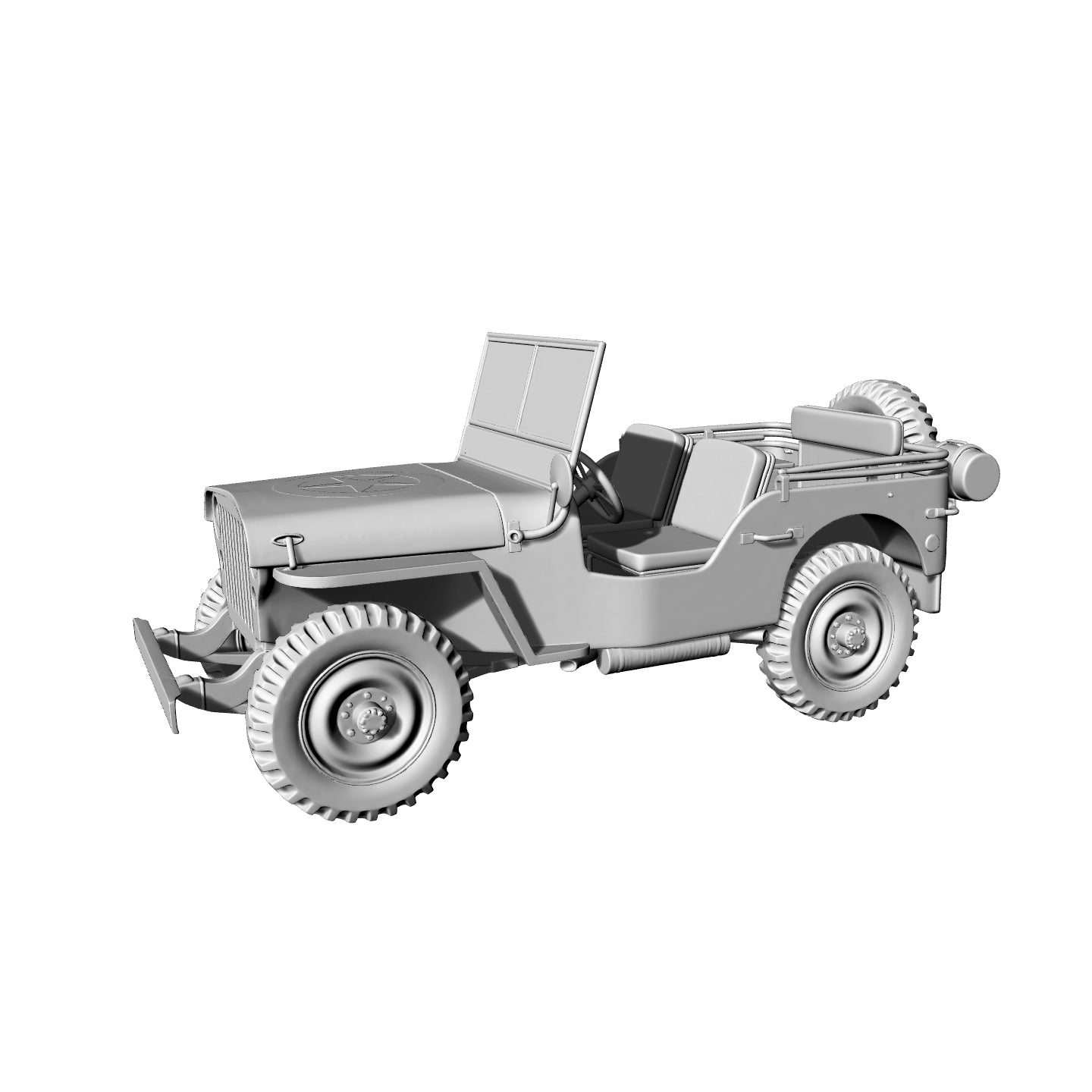Yao's Studio LYTA107 3D Printed WWII Willys Jeep Model - Unpainted Resin Kit for Diorama