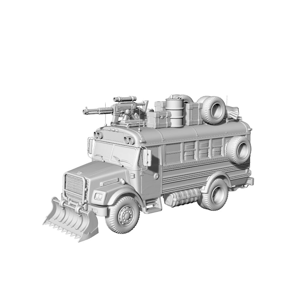 Yao's Studio LYTA161 3D Printed Post-Apocalyptic Modified Bus with Weapons & Plow | Wargame Vehicle Terrain