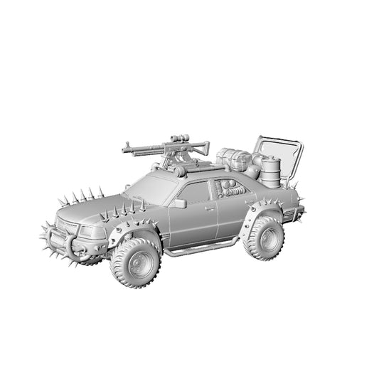 MRY-SFW LYTA170 Mad Max Style Spiked Raider Sedan with Weapons   3D Print N Scale Wargaming Scenery