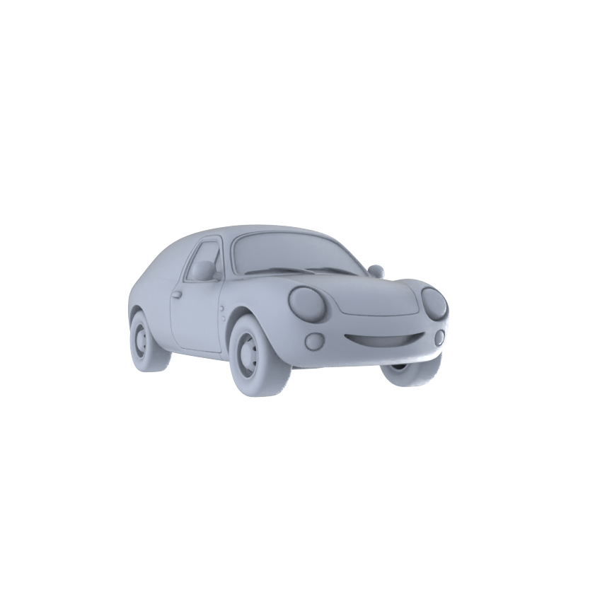 Yao's Studio LYTA224  Unpainted Cartoon Smiley Car Model, Retro Vehicle, Diorama Scene Prop, Miniature White Blank Kit for Painting