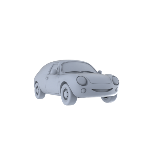 Yao's Studio LYTA224  Unpainted Cartoon Smiley Car Model, Retro Vehicle, Diorama Scene Prop, Miniature White Blank Kit for Painting