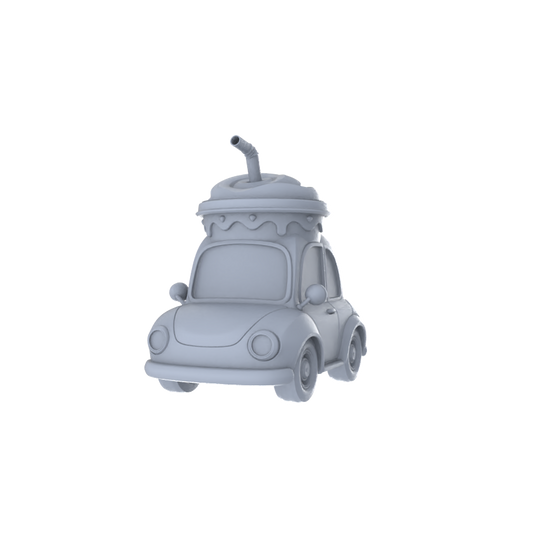 Yao's Studio LYTA227 Unpainted Creative Milkshake Car Model, Cartoon Dessert Vehicle, Diorama Scene Prop, Miniature White Blank Kit for Painting