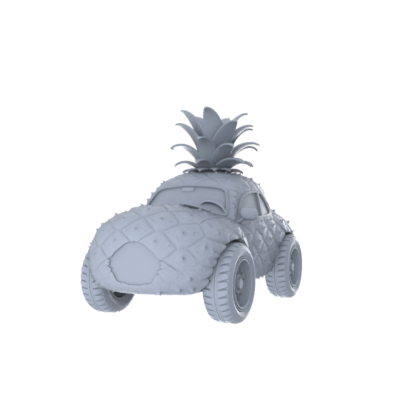 Yao's Studio LYTA232 Unpainted Miniature Pineapple Car, Creative Fruit Vehicle Model, Diorama Scene Accessory, Paintable White Blank Figure