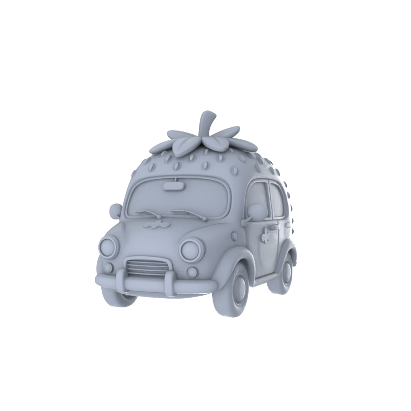 Yao's Studio LYTA233  Unpainted Cartoon Strawberry Car, White Model Kit for Diorama & Painting, Scene Decoration, Collectible Figurine