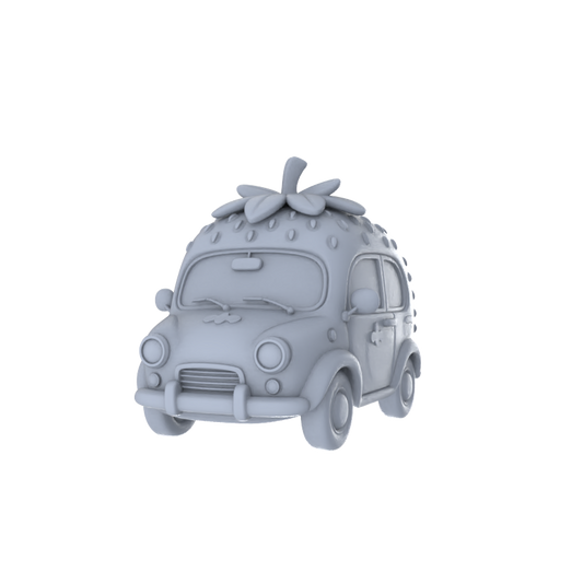 Yao's Studio LYTA233  Unpainted Cartoon Strawberry Car, White Model Kit for Diorama & Painting, Scene Decoration, Collectible Figurine