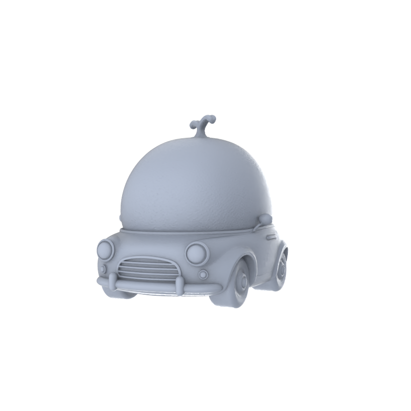 Yao's Studio LYTA234  Unpainted Creative Orange Car Model, Cartoon Fruit Vehicle, Diorama Scene Prop, Miniature White Blank Kit for Painting