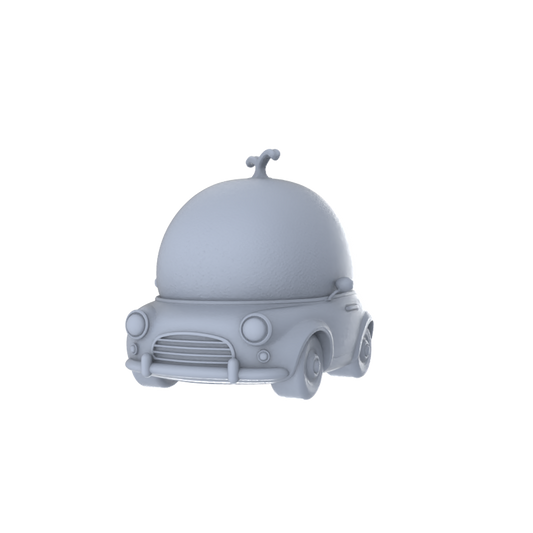 Yao's Studio LYTA234  Unpainted Creative Orange Car Model, Cartoon Fruit Vehicle, Diorama Scene Prop, Miniature White Blank Kit for Painting
