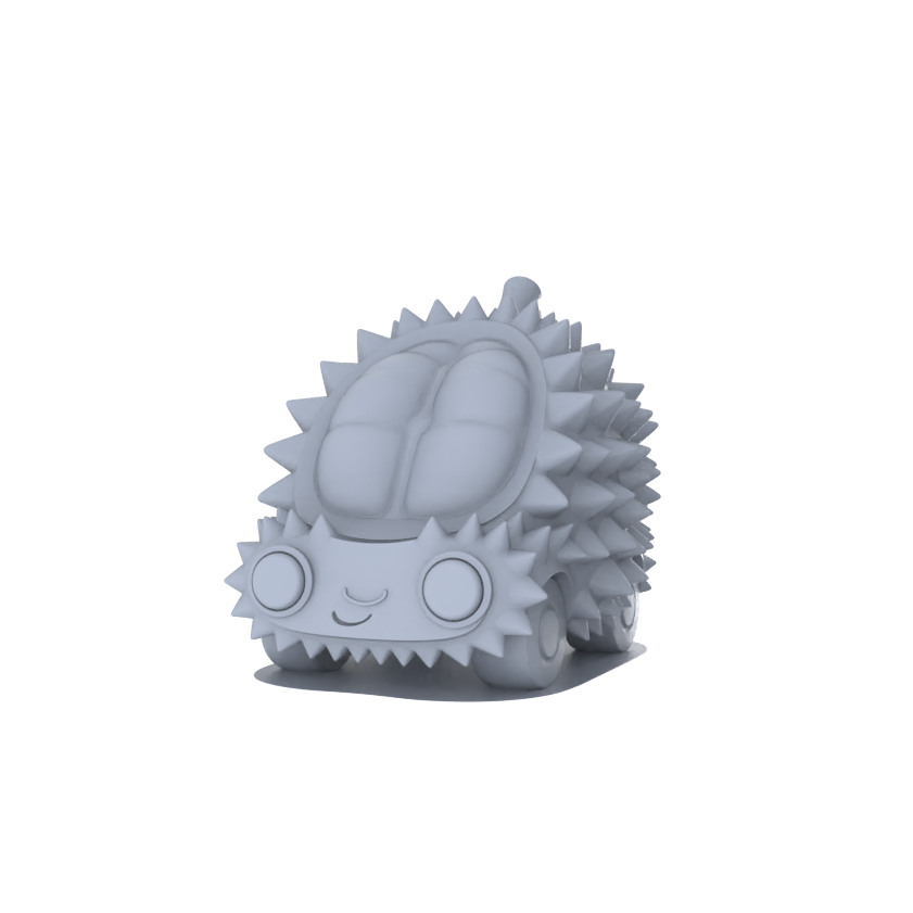 Yao's Studio LYTA240 Unpainted Creative Durian Car Model, Cartoon Fruit Vehicle, Diorama Scene Prop, Miniature White Blank Kit for Painting