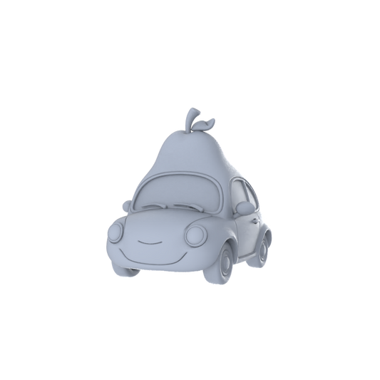 Yao's Studio LYTA241 Unpainted Creative Pear Car Model, Cartoon Fruit Vehicle, Diorama Scene Prop, Miniature White Blank Kit for Painting