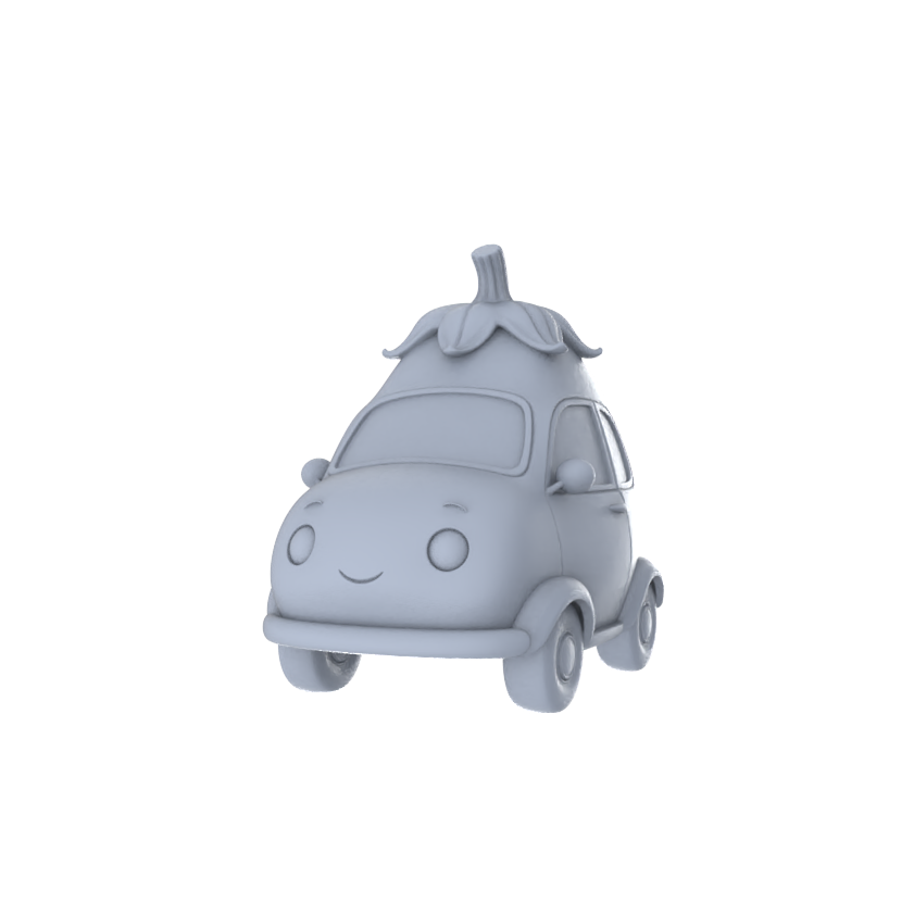 Yao's Studio LYTA242 Unpainted Creative Eggplant Car Model, Cartoon Vegetable Vehicle, Diorama Scene Prop, Miniature White Blank Kit for Painting