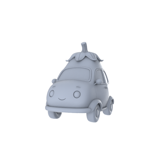 Yao's Studio LYTA242 Unpainted Creative Eggplant Car Model, Cartoon Vegetable Vehicle, Diorama Scene Prop, Miniature White Blank Kit for Painting