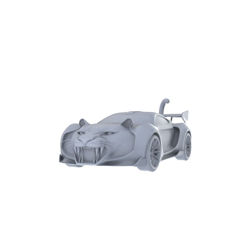 Yao's Studio LYTA245  Unpainted Creative Tiger Supercar Model, Cartoon Animal Sports Car, Diorama Scene Prop, Miniature White Blank Kit for Painting