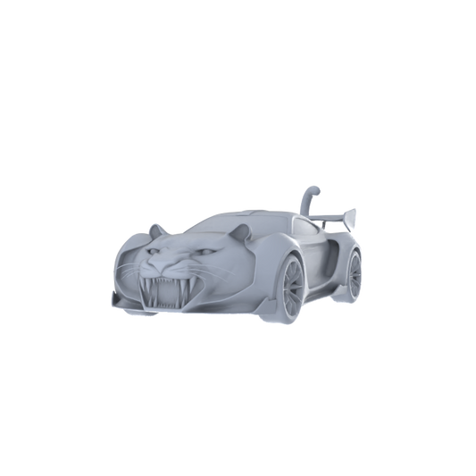 Yao's Studio LYTA245  Unpainted Creative Tiger Supercar Model, Cartoon Animal Sports Car, Diorama Scene Prop, Miniature White Blank Kit for Painting