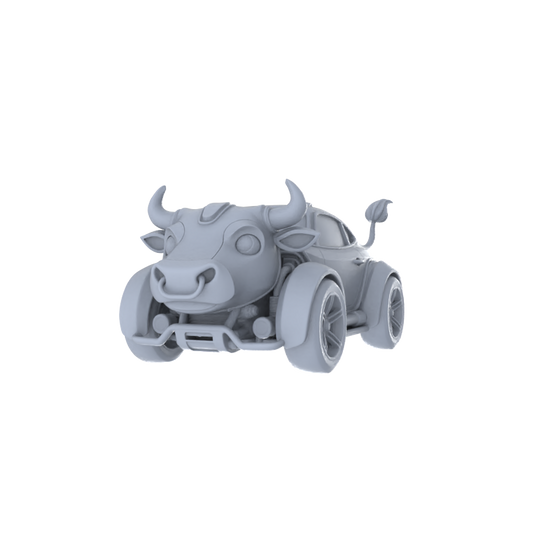Yao's Studio LYT246 Unpainted Creative Zodiac Ox Car Model, Cartoon Animal Vehicle, Diorama Scene Prop, Miniature White Blank Kit for Painting