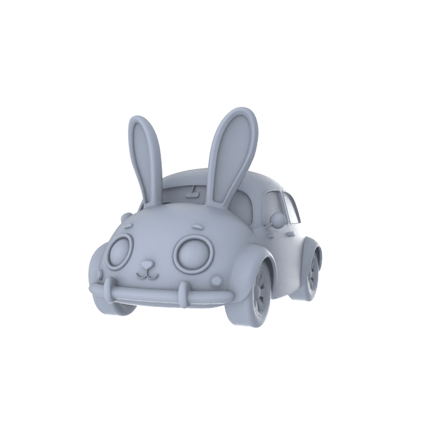 Yao's Studio LYTA247 Unpainted Creative Zodiac Rabbit Car Model, Cartoon Animal Vehicle, Diorama Scene Prop, Miniature White Blank Kit for Painting