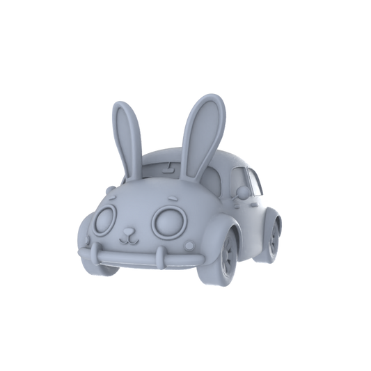 Yao's Studio LYTA247 Unpainted Creative Zodiac Rabbit Car Model, Cartoon Animal Vehicle, Diorama Scene Prop, Miniature White Blank Kit for Painting