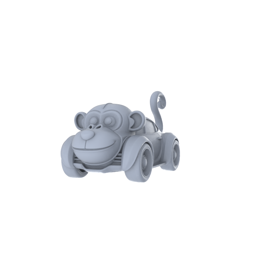 Yao's Studio LYTA248  Unpainted Creative Zodiac Monkey Car Model, Cartoon Animal Vehicle, Diorama Scene Prop, Miniature White Blank Kit for Painting