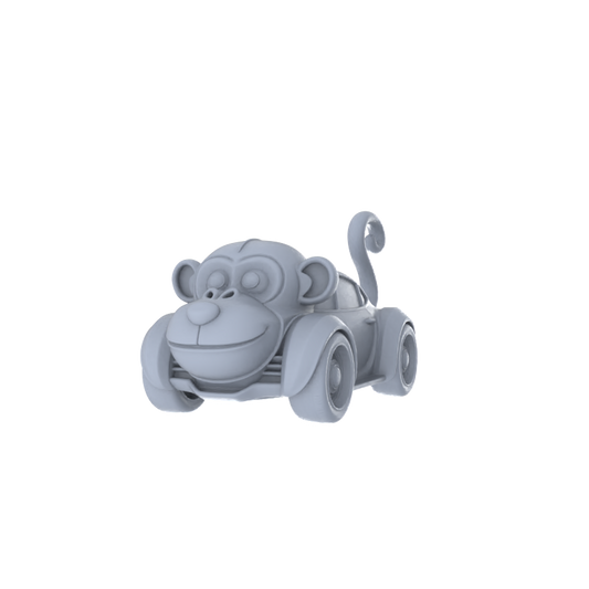 Yao's Studio LYTA248  Unpainted Creative Zodiac Monkey Car Model, Cartoon Animal Vehicle, Diorama Scene Prop, Miniature White Blank Kit for Painting