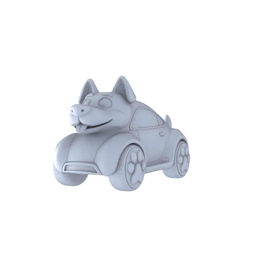 Yao's Studio LYTA249 Unpainted Creative Zodiac Dog Car Model, Cartoon Animal Vehicle, Diorama Scene Prop, Miniature White Blank Kit for Painting