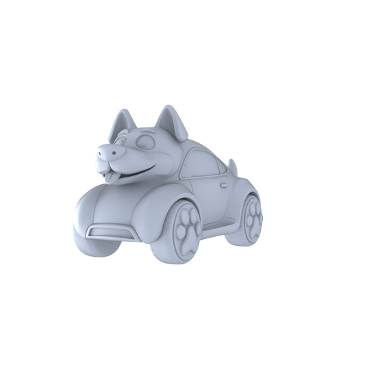 Yao's Studio LYTA249 Unpainted Creative Zodiac Dog Car Model, Cartoon Animal Vehicle, Diorama Scene Prop, Miniature White Blank Kit for Painting