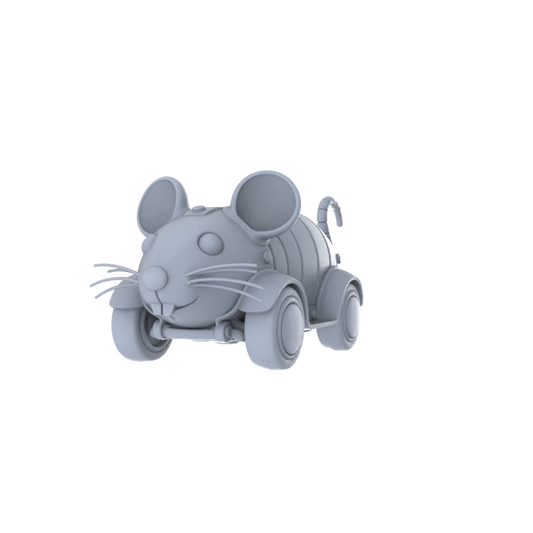 Yao's Studio LYTA251 Unpainted Creative Zodiac Rat Car Model, Cartoon Animal Vehicle, Diorama Scene Prop, Miniature White Blank Kit for Painting