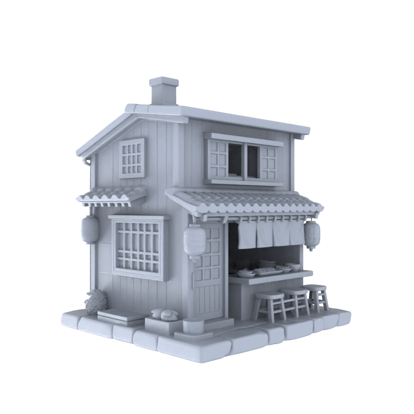 MRY-SFW LYTB023  Miniature Scene Model Japanese Style Machiya Detached Two Story Noodle House Japanese Restaurant