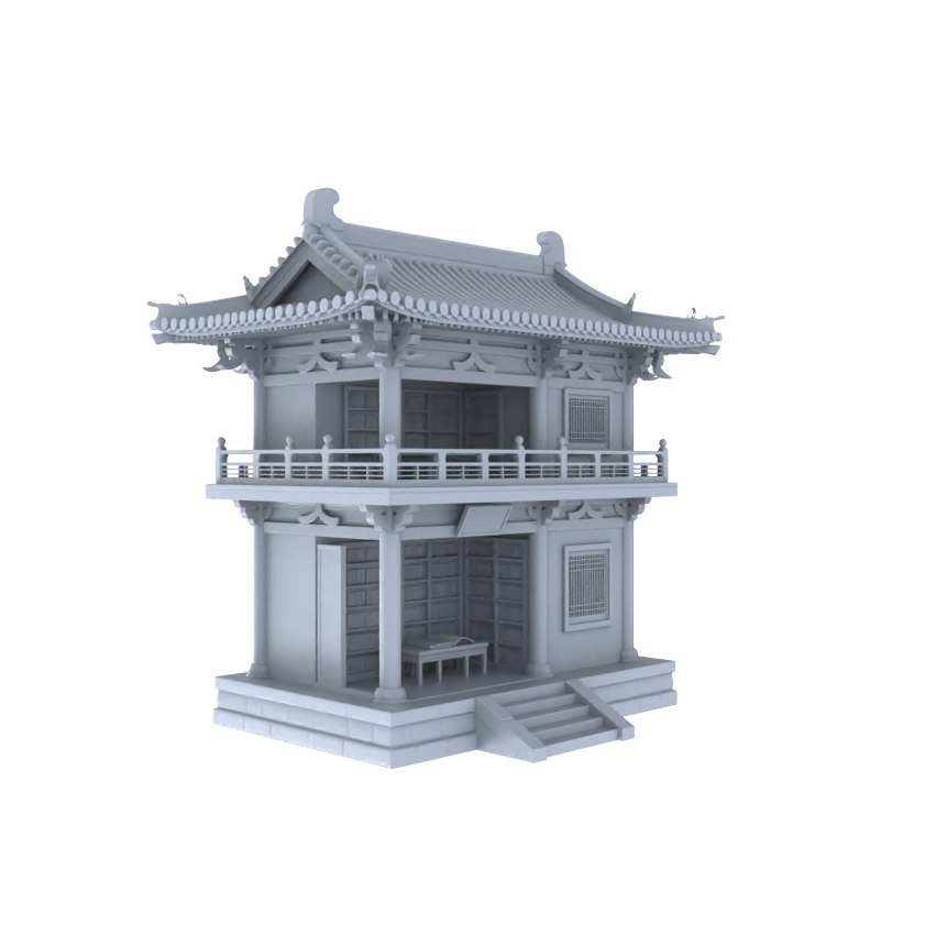 MRY-SFW LYTB033  Miniature Scene Model Chinese Tang Dynasty Architecture Double Story Bookstore Street Front Shop