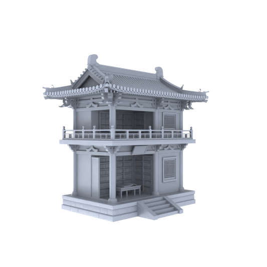 MRY-SFW LYTB033  Miniature Scene Model Chinese Tang Dynasty Architecture Double Story Bookstore Street Front Shop